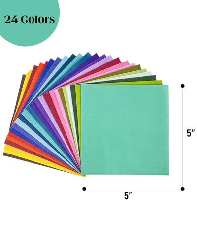 Surprisist 24-Color Disposable Cocktail Napkins 120pcs 5x5 inch for Parties & Events