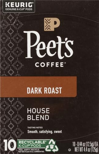 Peet's Coffee House Dark Roast K-Cup Coffee Pods - 10 Pods, 4.4 oz | Compatible with Keurig Brewers