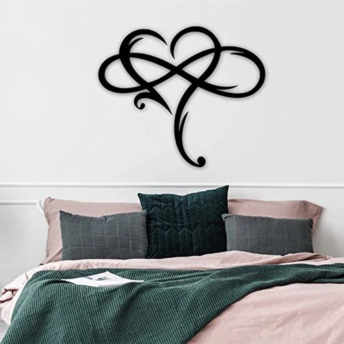 Infinity Heart Metal Wall Art, 15.7-inch Black Steel Love Sign for Home Decor