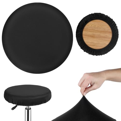 Round Bar Stool Covers - 2 Pcs Black High Elastic Slipcovers for 11-14 in Stools