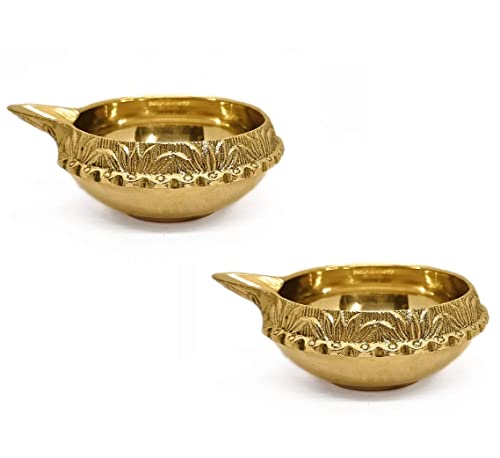 Set of 2 Pure Brass Kuber Diya for Diwali Decoration