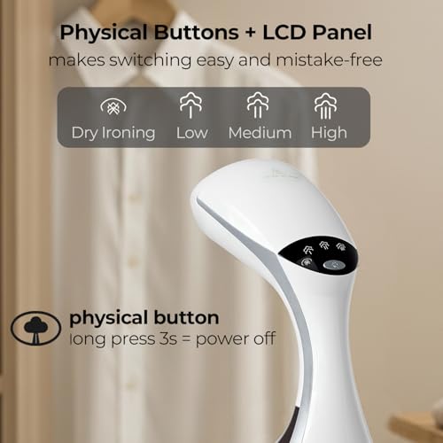 1500W Portable Garment Steamer with Ceramic Soleplate & 3 Steam Settings