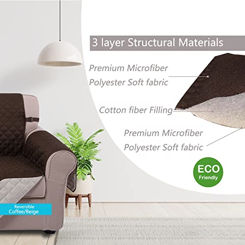 Reversible Sofa Cover Bundle for Sofa & Loveseat, Coffee