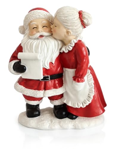 Mr. & Mrs. Santa Claus Resin Figurines Set - Hand-Painted Christmas Decor