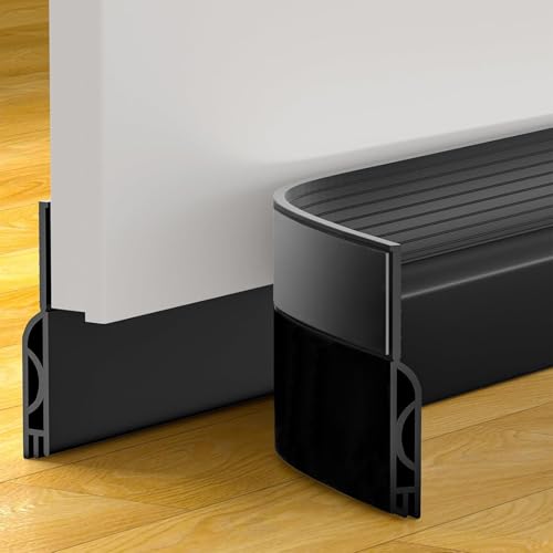 Silicone Door Draft Stopper - Weather Stripping Door Sweep Seal (39", Black)