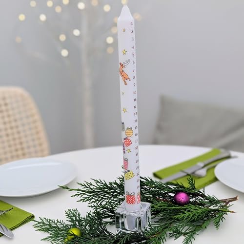 Alison Gardiner Santa's Sleigh Advent Taper Candle, 10hr Burn,