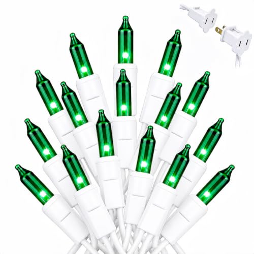 Xeekeehii Green Christmas String Lights 3 Pack, 21ft Connectable Incandescent Bulbs