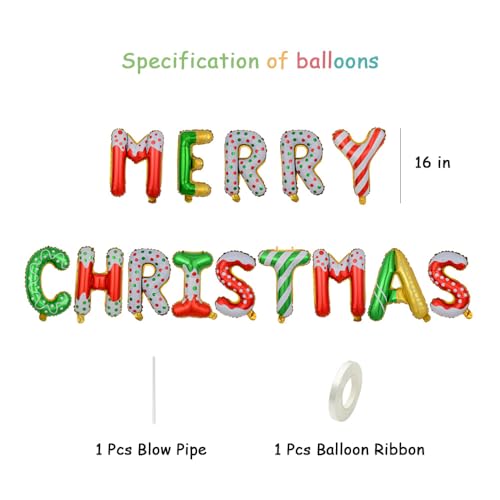 Christmas Balloons Banner Set with 'Merry Christmas' Letters - Festive Party Decorations