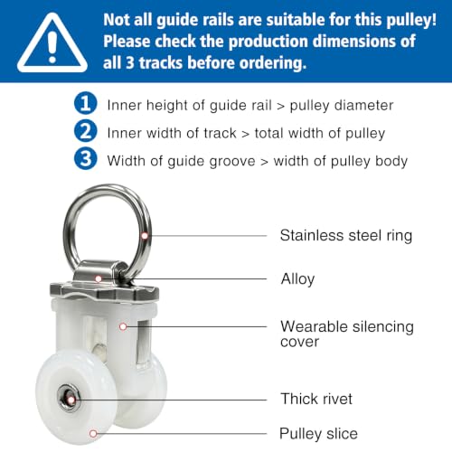 100 Pcs Heavy Duty Curtain Track Rollers with Metal Hooks for Ceiling Tracks