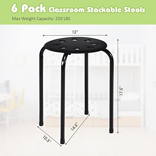 6-Pack Kids Stackable Stools, 17.5-Inch Round Metal & Plastic Stool Set