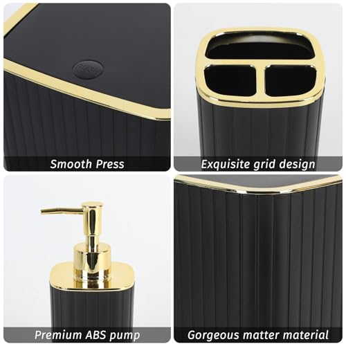 21-Piece Complete Bathroom Accessory Set in Black with Shower Curtain & Rugs