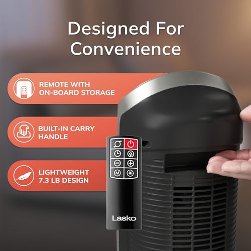 Oscillating Ceramic Tower Heater with Remote Control 1500W 23-Inch