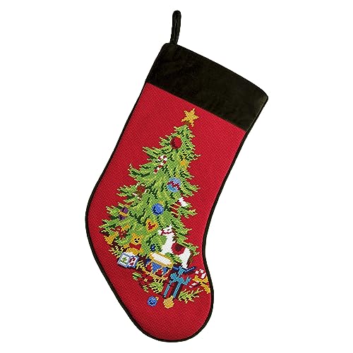 Peking Handicraft 18-Inch Embroidered Christmas Stocking - Holiday Decor