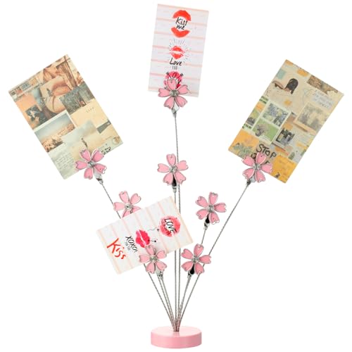 Pink Cherry Blossom Photo Tree Stand with 8 Clips for Desk Display