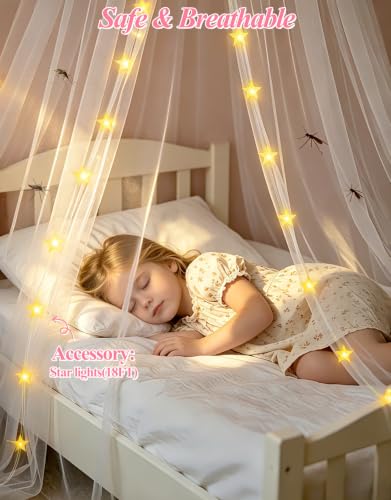 Bed Canopy with RGB LED Star Fairy Lights - Remote Control Mosquito Net