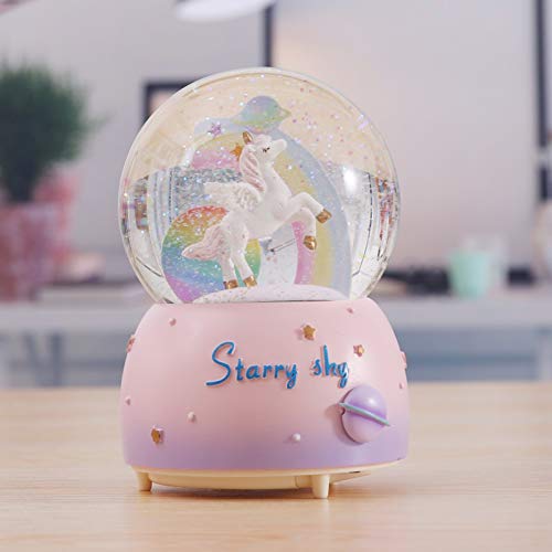 Unicorn Musical Snow Globe with Auto Snowfall and 7-Color LED Light