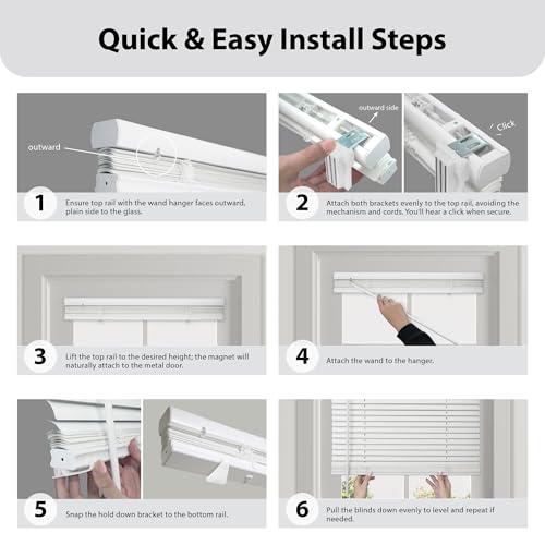 Magnetic Mini Blinds for Metal Doors - 25" W x 42" H, White