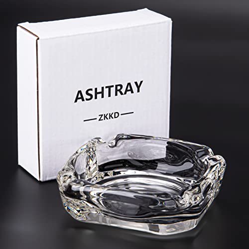 Square Glass Ashtray, Heavy Duty Transparent Ashtray for Home and Office