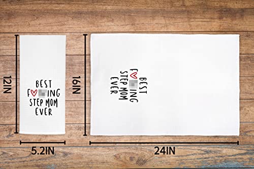 Step Mom Ever Kitchen Towels Dishcloths 24x16, Funny Step Mother Gift