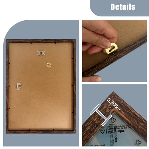 12x16 Picture Frame, Brown Wood Wall Hanging Photo Frame with Acrylic