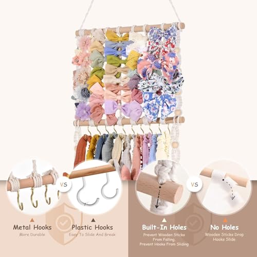 Bohemian Wall Hanging Hair Bow Organizer - Baby Headband & Bow Storage