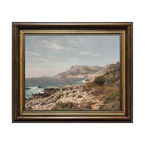 Vintage Small Gold Framed Landscape Canvas Wall Art 12x10 Inch