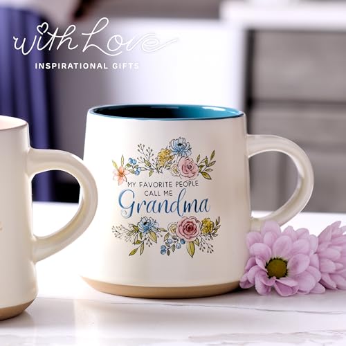 14oz Grandma Coffee Mug with Floral Design - Personalized Gift