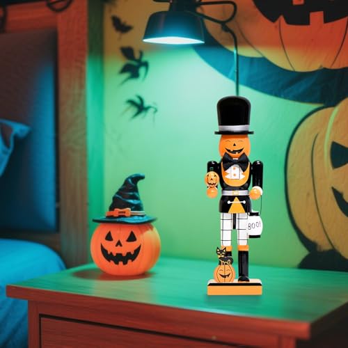 10-Inch Halloween Wooden Nutcracker Figurine - Spooky Tabletop Decor