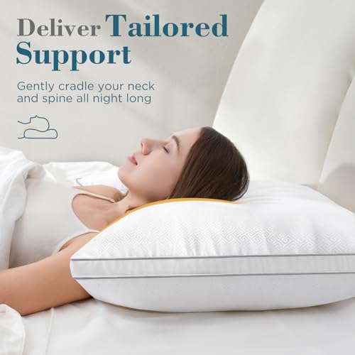 Queen Size Pillows Set of 2 - Firm Support for Side Sleepers