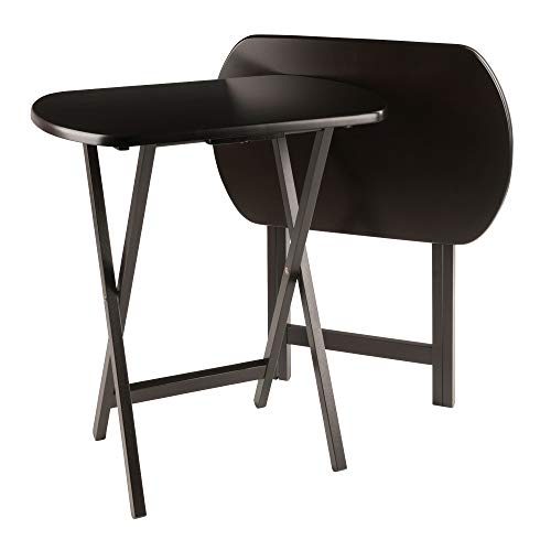 2-Piece Oversized Foldable Snack Table Set - Portable Wood TV Tables