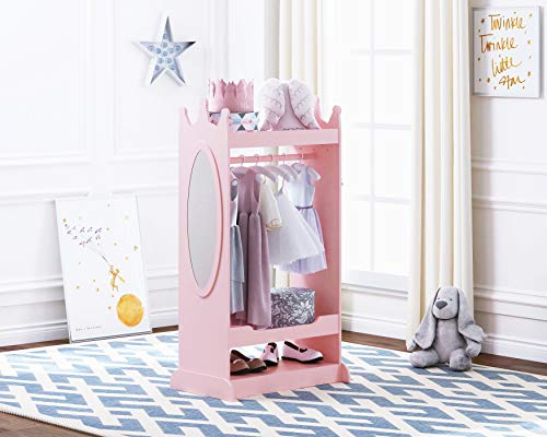 Kids Dress-Up Storage Armoire with Mirror and Crown Design