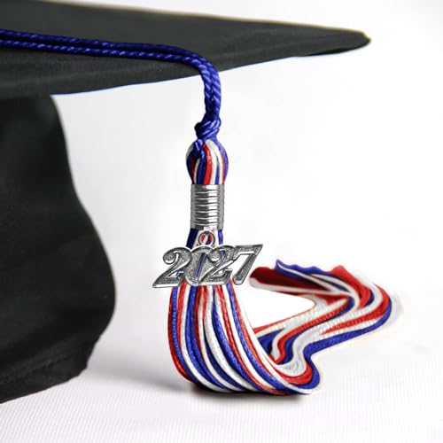 Graduation Triple Color Tassel with Silver Date Drop