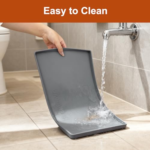 Waterproof Silicone Pet Feeding Mat with Raised Edges, 19" x 12" (Gray)