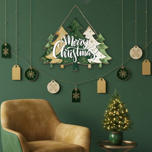 BBTO Christmas Wreath for Front Door – Vivid Tree Style Door Sign