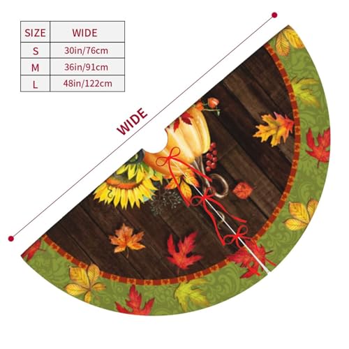 Fall Maple Leaf Christmas Tree Skirt - 30 Inch Soft Plush Holiday Mat