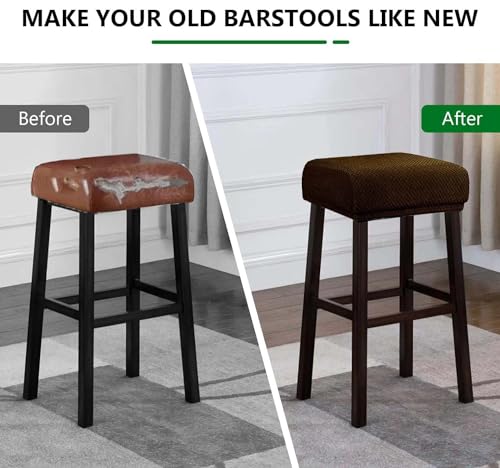 Rectangle Bar Stool Covers Set of 2 - Stretch Washable Cushion Slipcovers
