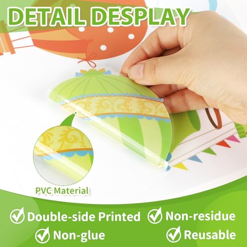 Hot Air Balloon Window Clings - 9 Double-Sided Sheets for Classroom Decor