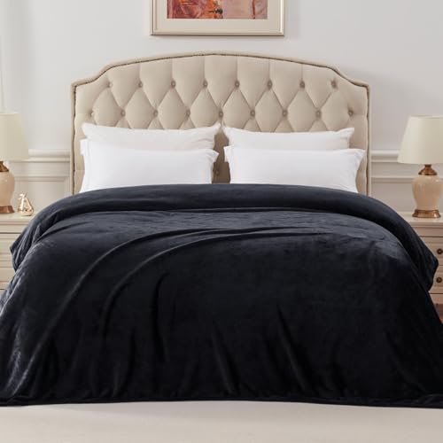 Soft Fleece Blanket Queen Size, 90x90 Inches, Black