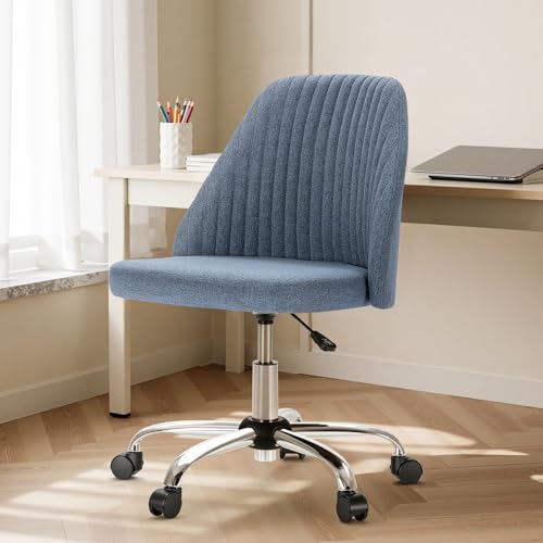 Armless Swivel Home Office Desk Chair with Rolling Wheels, Height Adjustable