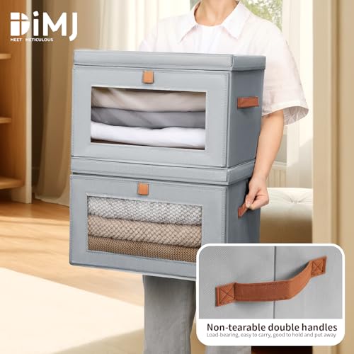 Fabric Storage Bins with Lids 4-Pack Large Closet Organizer Boxes