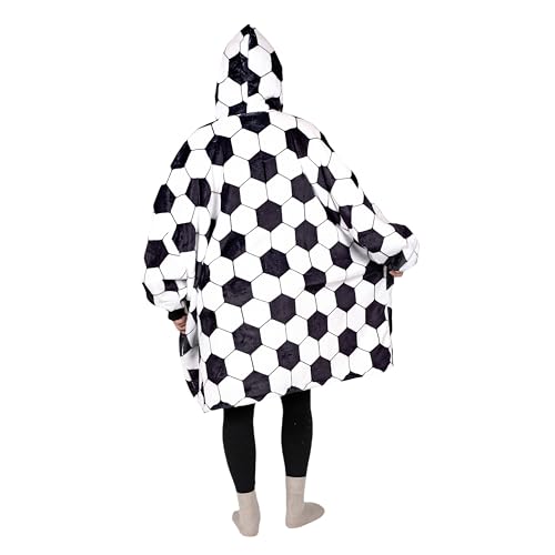 Tirrinia Oversized Sherpa Blanket Hoodie - One Size Soccer Ball White