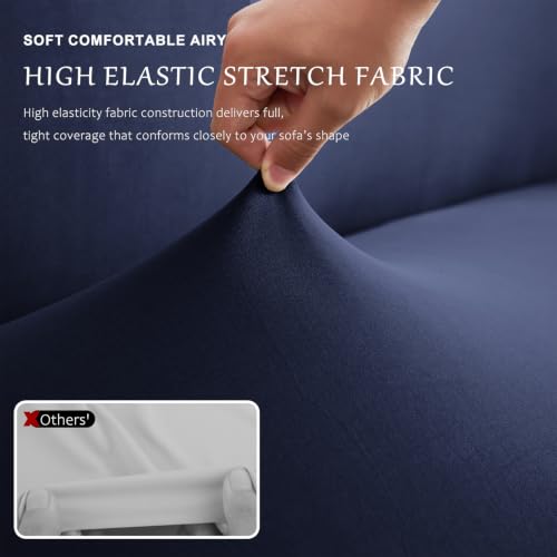 Large Navy Armless Futon Cover - Soft Stretch Sofa Protector