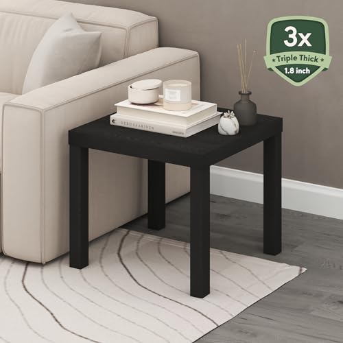 Modern Minimalist Square Side End Table - Black Accent Nightstand