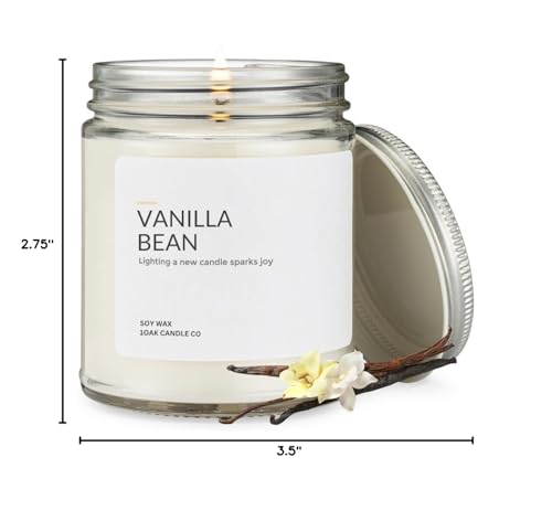 Vanilla Bean Scented Soy Wax Candle - Hand-Poured Long-Burning (7 oz)