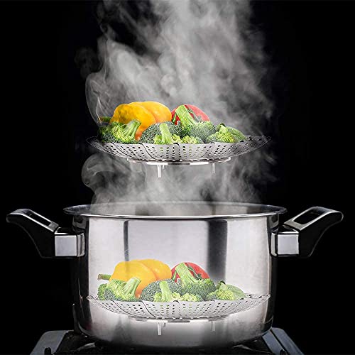 Stainless Steel Vegetable Steamer Basket - Folding Expandable Insert (5.5"-9.2")