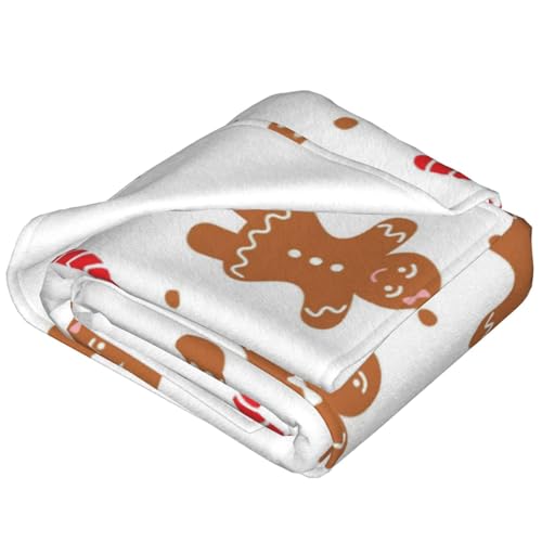 FalePrint Christmas Gingerbread Man Throw Blanket 60x50 Inches Ultra Soft Cozy Flannel Christmas Decor