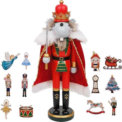 12-Inch Mouse King Nutcracker with 12 Nutcracker Ornaments - Anwenk Christmas Decor