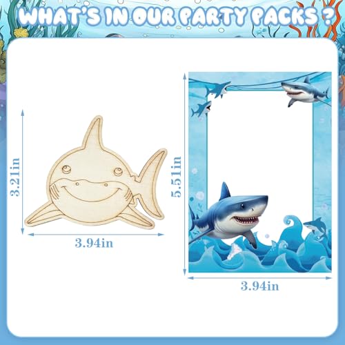 12PCS Shark DIY Wood Painting Kit – Kids Party Favors & Craft Supplies