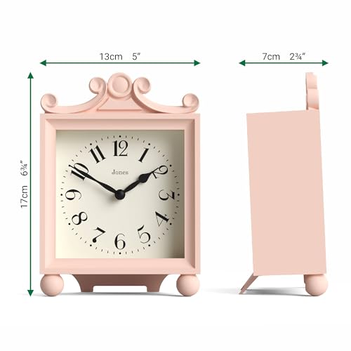Small Rose Pink Mantel Clock, Classic Carriage Style Table Clock