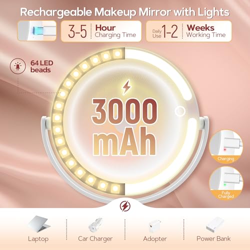 B Beauty Planet Makeup Mirror, Double-Sided Lighted Magnifying Mirror